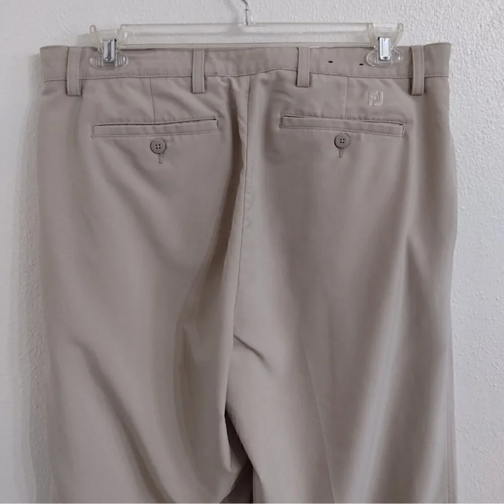FootJoy Performance Pants Mens 36 X 32 Golf Stretch Beige Button Front Chino